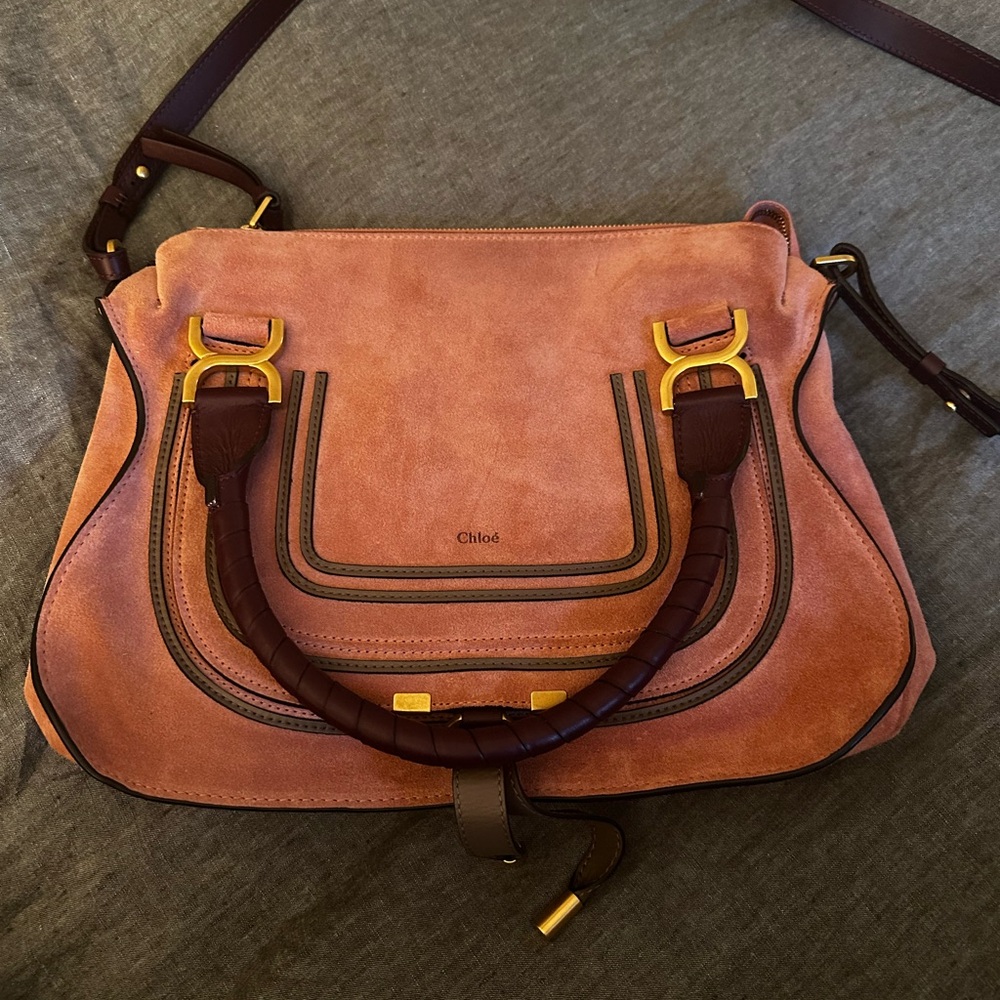 Chloé- Small Marcie Double Carry Raffia & Leather Satchel